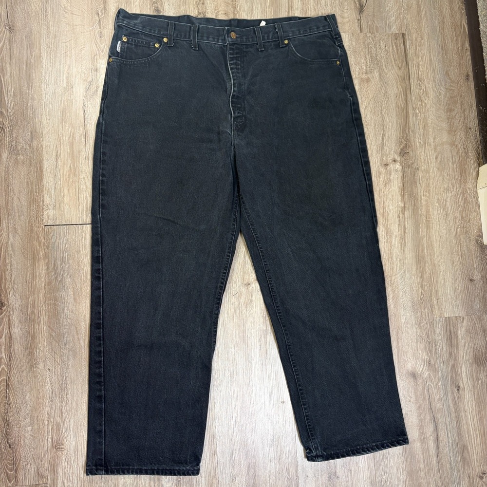 VTG Carhartt Black Canvas Pants 44x30 B161 Made in USA 100% Cotton Work